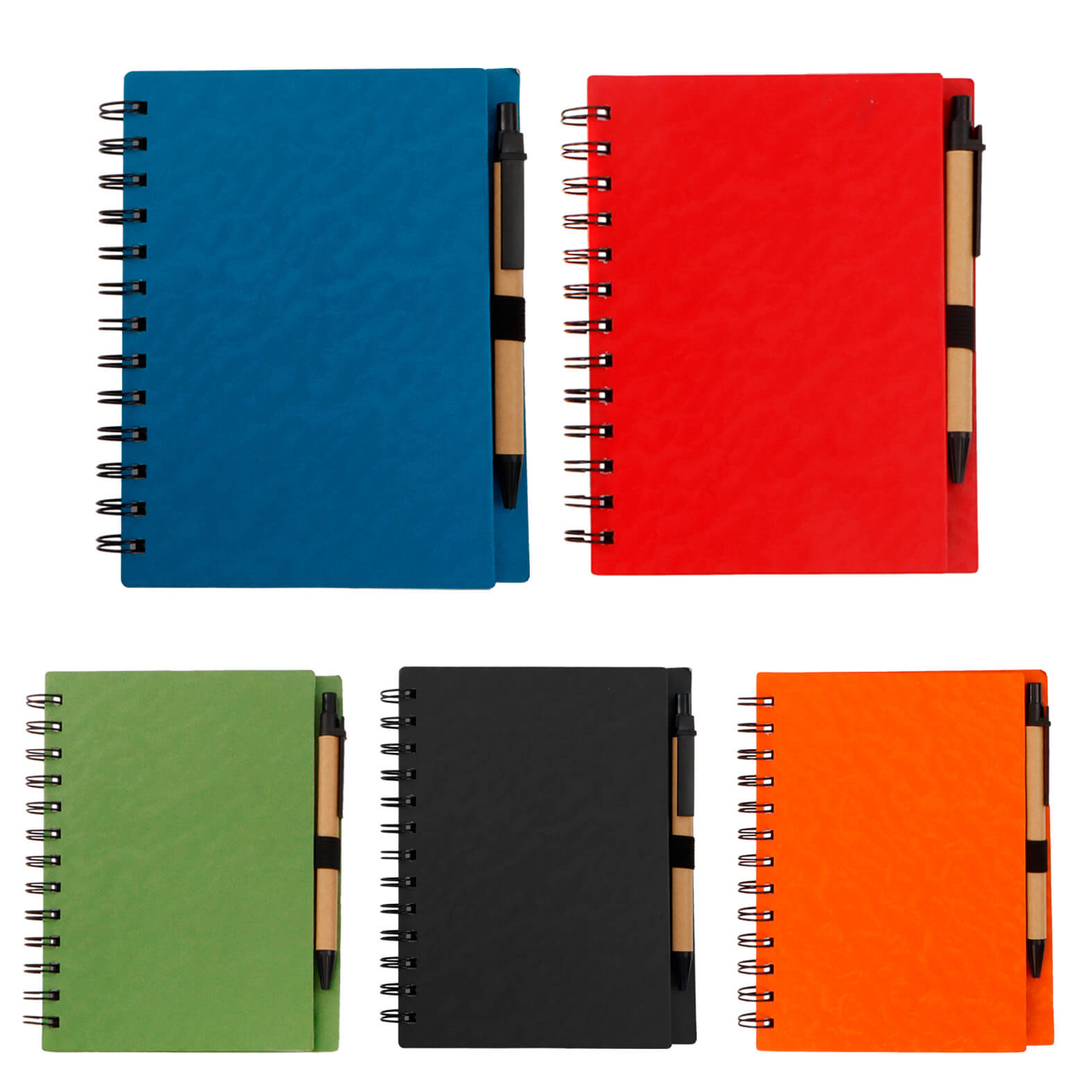  Libreta de cartón con espiral, 70 hojas y bolígrafo.