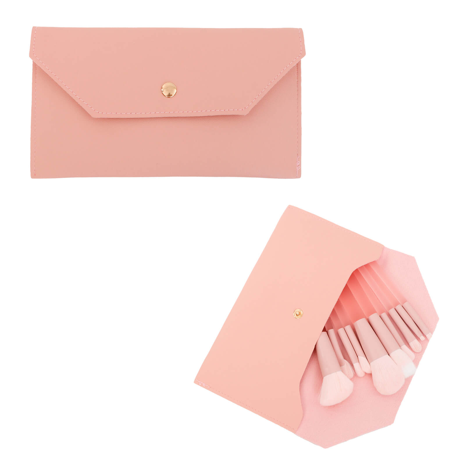  Set de 10 brochas para maquillaje con funda de curpiel