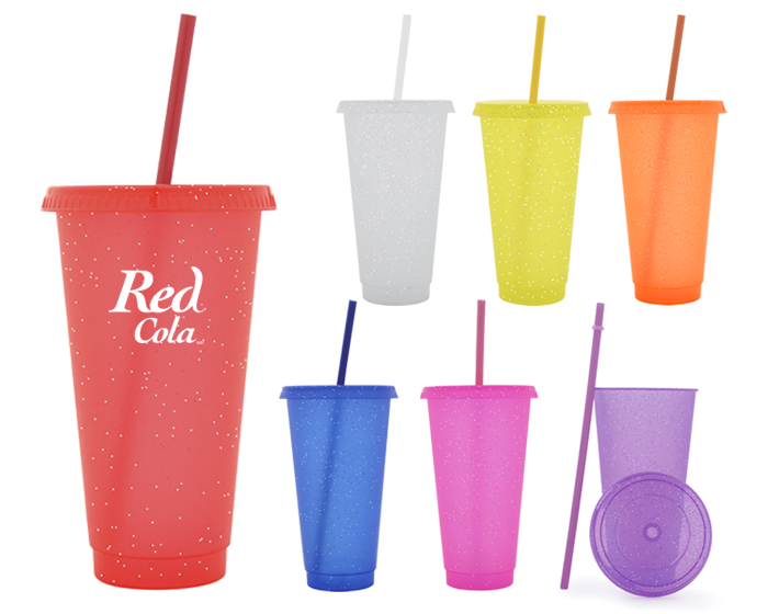  VASO DE PLÁSTICO DE 750 ML GLITTER