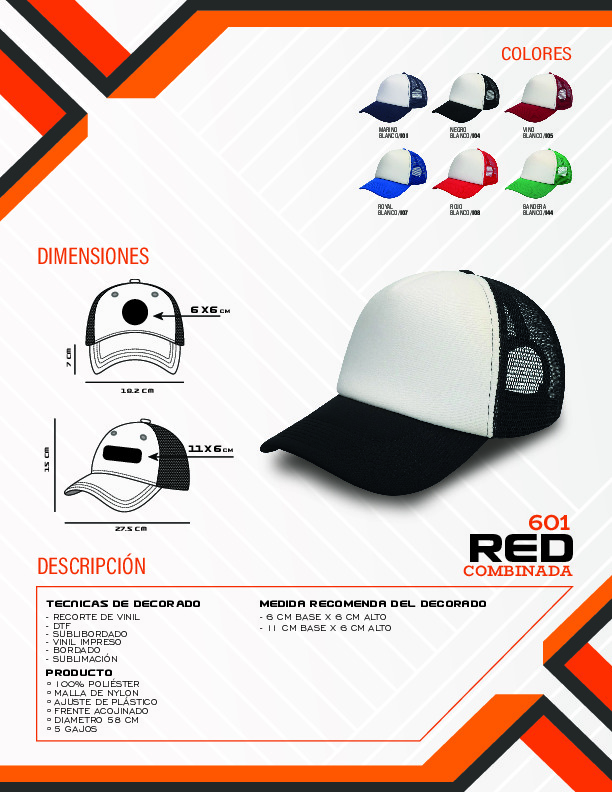  #601 GORRA RED COMBINADA30