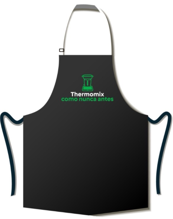 MANDIL THERMOMIX EN ALGODÓN/POLIÉSTER VERDE BOTELLA,
CON MEDIDAS ACORDADAS, BOLSAS FRONTALES DE 19 CMS DE
ANCHO POR 20 CMS DE ALTO, TIRANTE EN CUELLO DE 26 CMS, DOS
LOGOS BORDADOS, AUTOCONTENIBLE, MOSTRANDO EL LOGO
EN EL EXTERIOR.
2